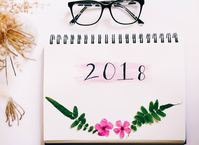 kalendarz na rok 2018 z okularami do czytania